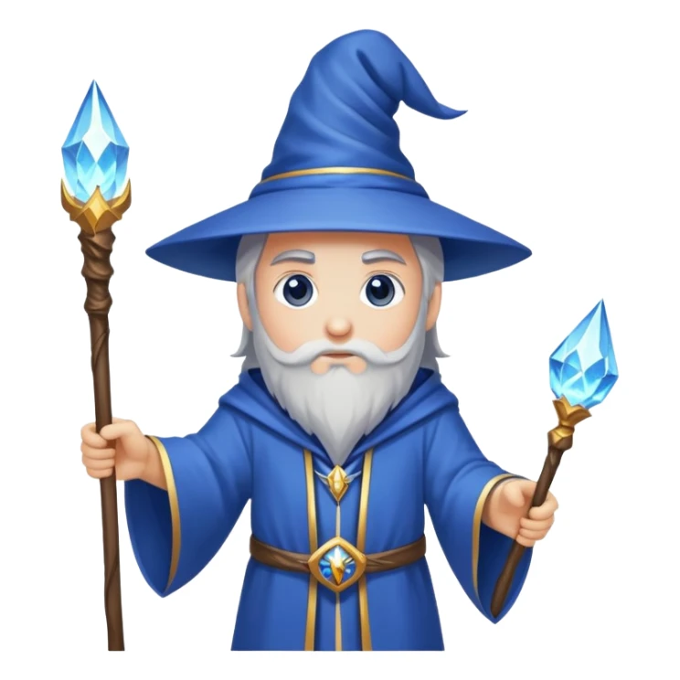 wizard hero with magical staff and blue robes sticker