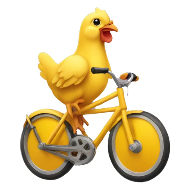 small yellow chicken riding on a bike sticker
