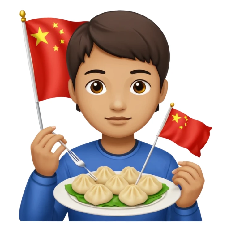 person holding chinese flag and eating dumplings sticker
