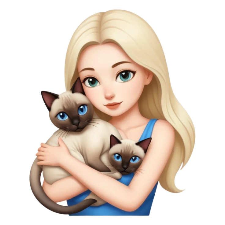 A beautiful and sexy white girl hugs a Siamese cat tightly sticker