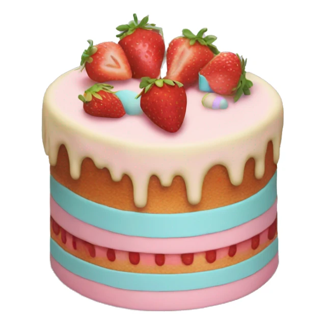 Pastel Birthday cake with strawberry sticker