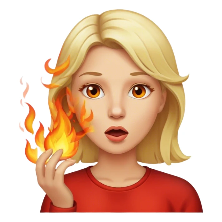 Blond woman exhaling fire from mouth sticker