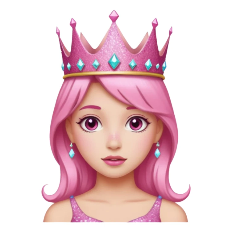 pink girl glitter crown sticker