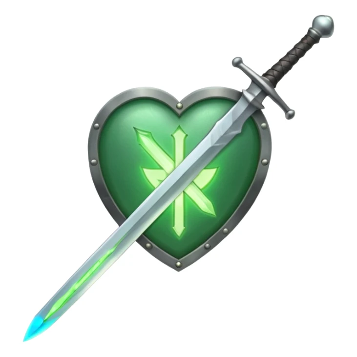 Make 1 discord emoji's for a sword icon, 1 discord emoji for a shield icon, and 1 discord emoji for a  healing icon in the same style. sticker