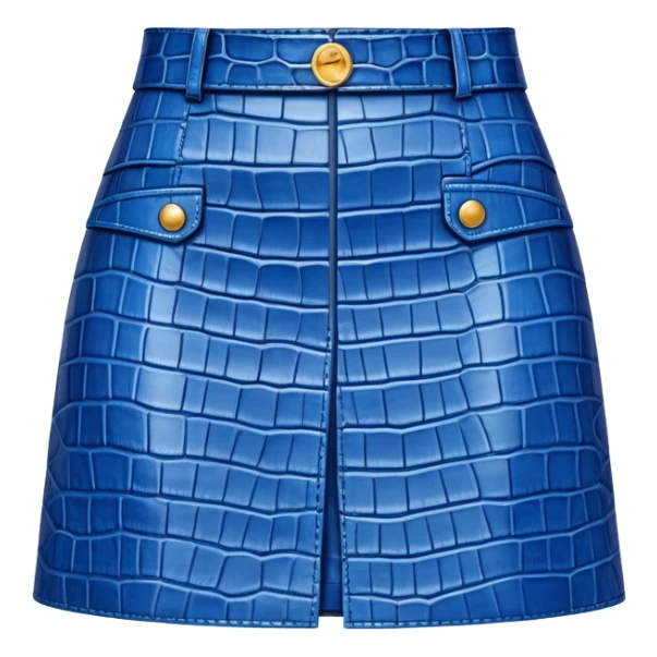 super realistic blue crocodile leather mini skirt sticker