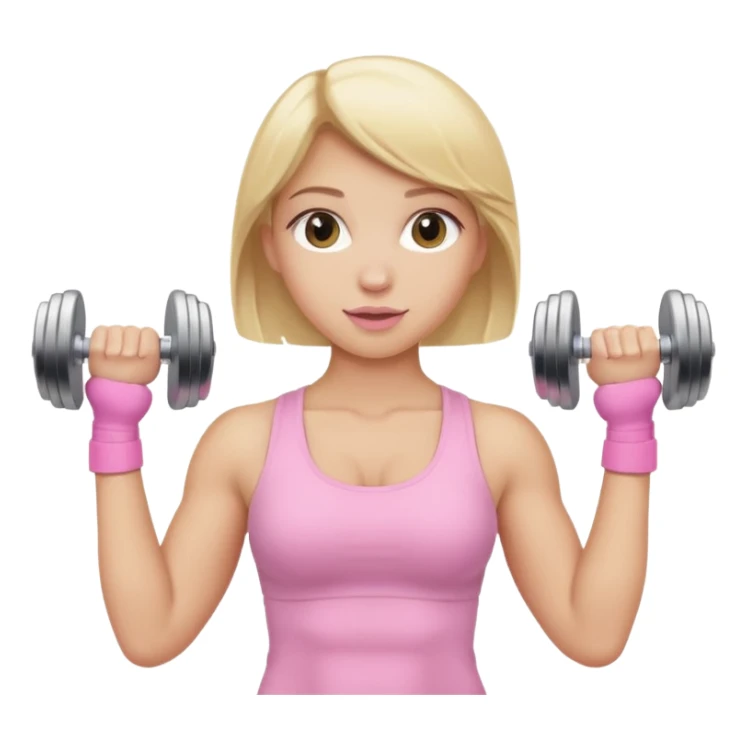 Blonde lean girl wearing baby pink lifting two dumbbells sticker