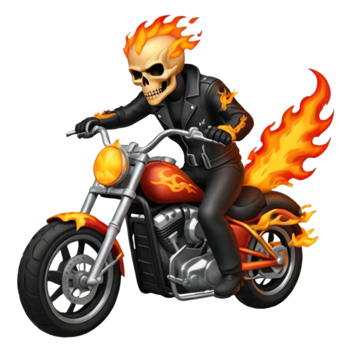 Ghost rider on motorbike is on fire sticker