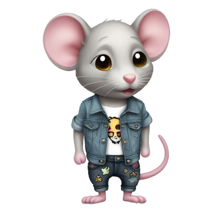 kawaii punk tattooed rat with jeans sticker