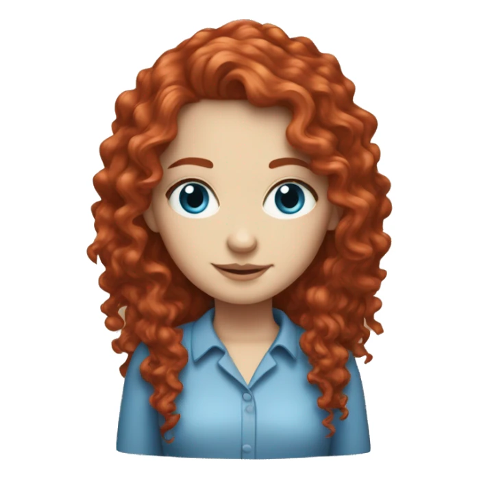 White girl with red curly long hair and blue eyes sticker