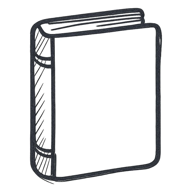 hand drawn outlined icon of a book, no fill sticker