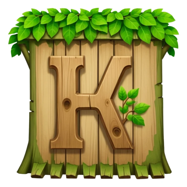 letter W on the side wall of a treehouse in a tree, top leaves visible sticker