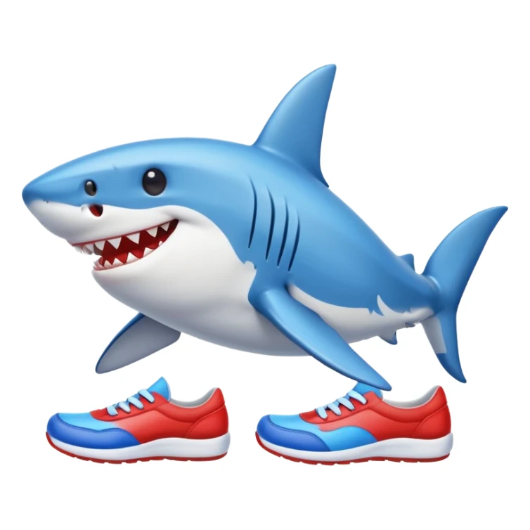 a smiling shark with colorful shoes sticker