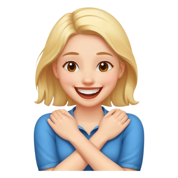 Girl with arms crossed on her neck laughing  sticker