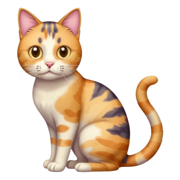 full body anxious looking colourful patchy light calico tabby cat sticker