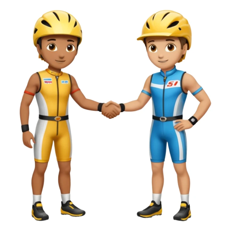2 racers in gear shaking hands sticker