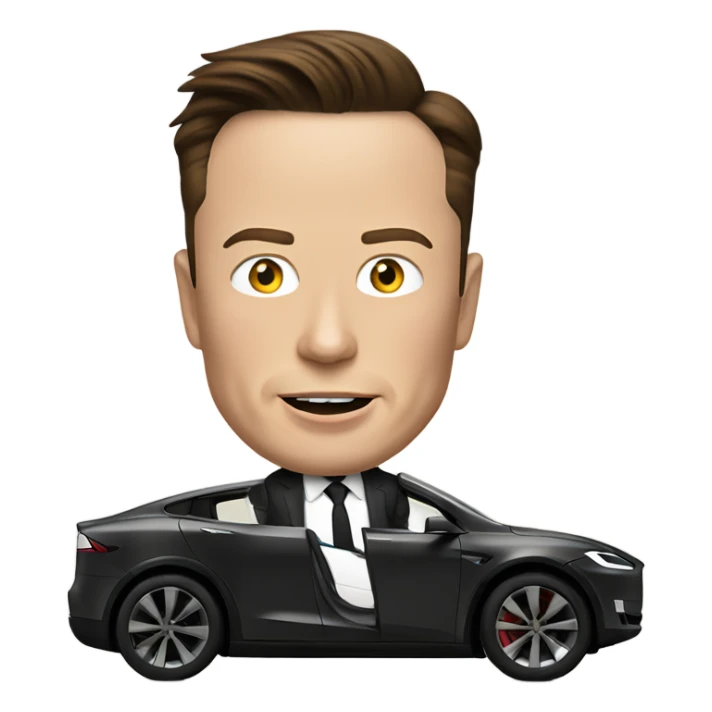 Elon Musk driving a tesla sticker