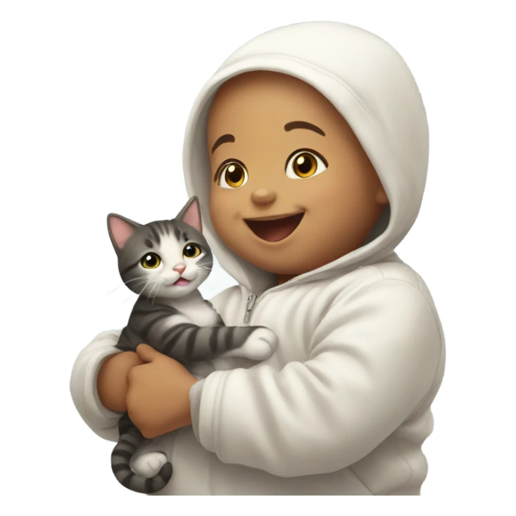 Happy baby and kitty sticker