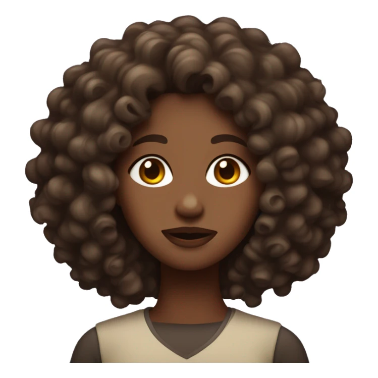 dark bron haird woman with curly hair, brown eyes sticker