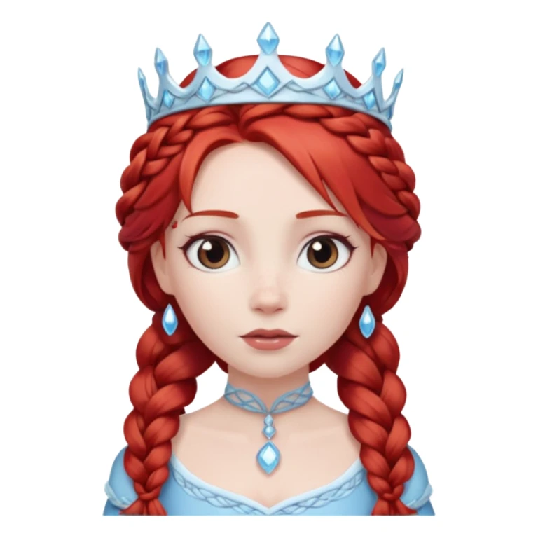 braided hair ice princess with red crown, red hair sticker
