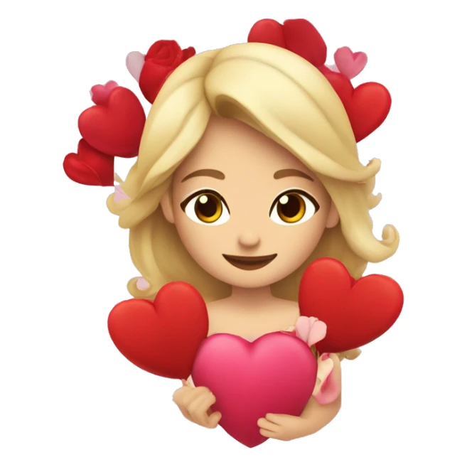 Carita enamorada con corazones rosas sticker