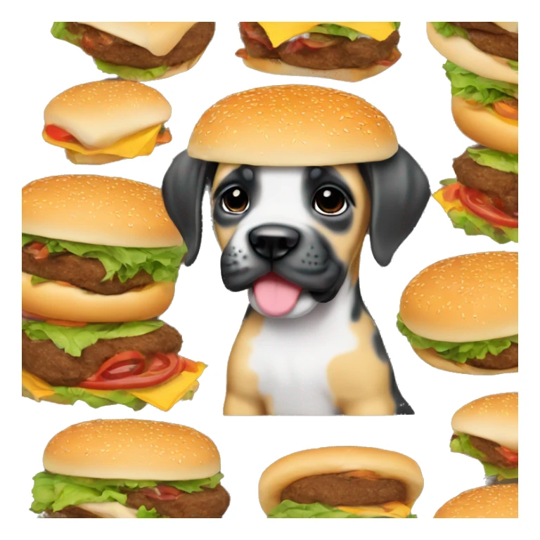 Cute baby Great Dane puppy as a burger sticker