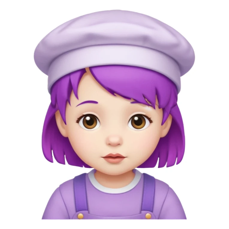 purple haired little baby with white hat sticker