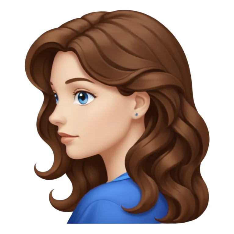 A white woman in profile with long, wavy brown hair sticker