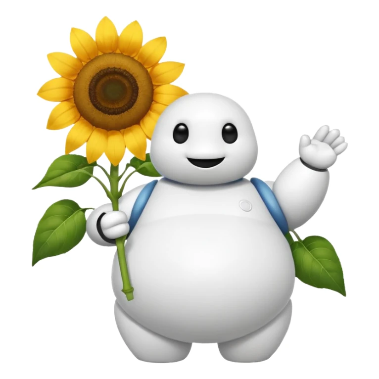 BAYMAX giving sunflower. This is for email signature so it should be small sticker
