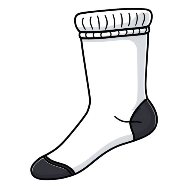 smelly white sock on foot, sole view, stinky sticker