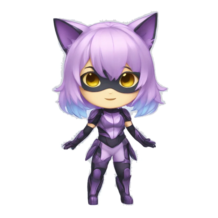 Pastel-Catgirl-Chibi-Sona-Shiny-Fakémon with a mask full body sticker