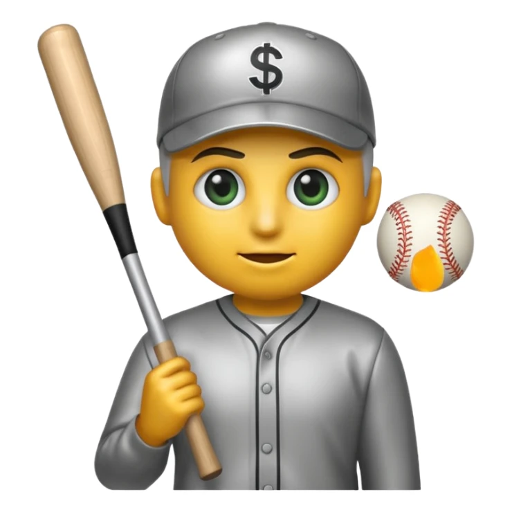 the 💣 emoji holding a baseball bat with money sign eyes sticker