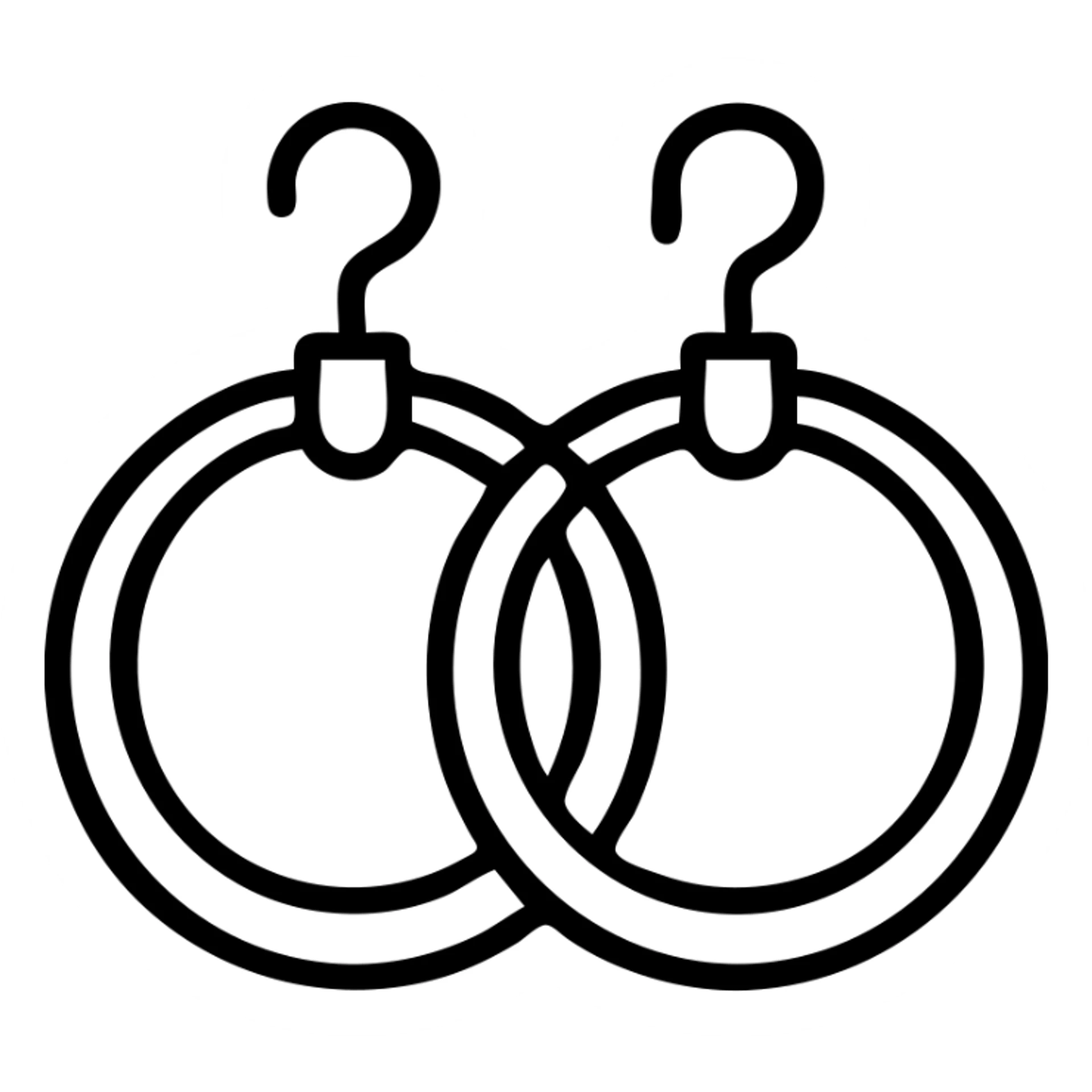 a pair of silver hoop earrings, minimal line art style, simple, elegant sticker