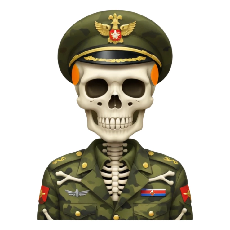 generate a realistic skeleton in Russian military camouflage sticker