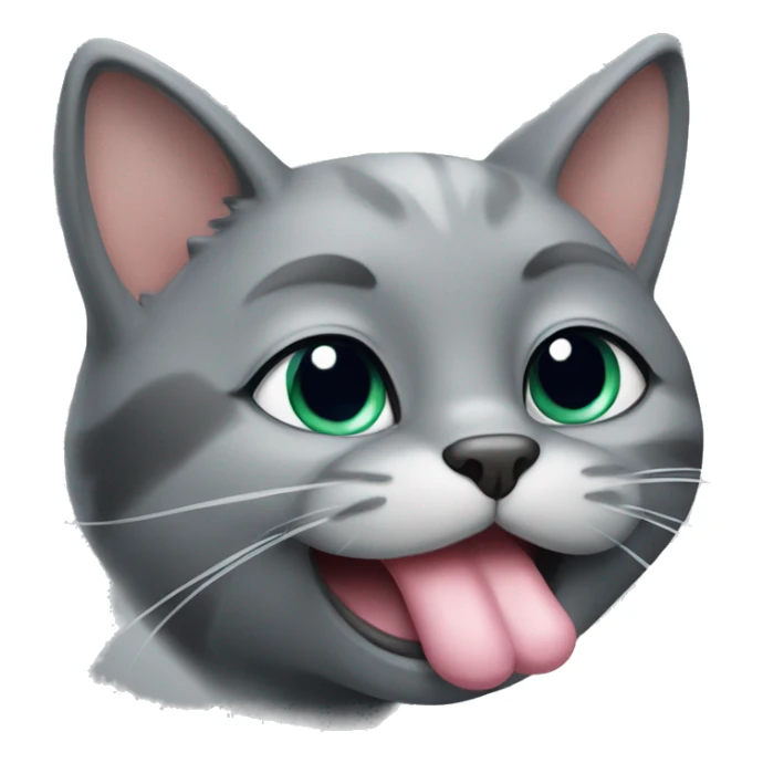 grey cat licking paw sticker