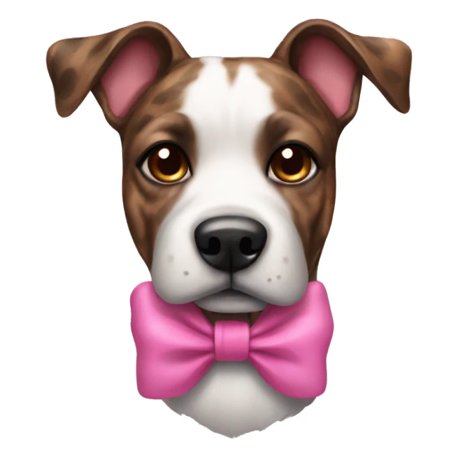 Brindle dog with a pink bow on its neck sticker