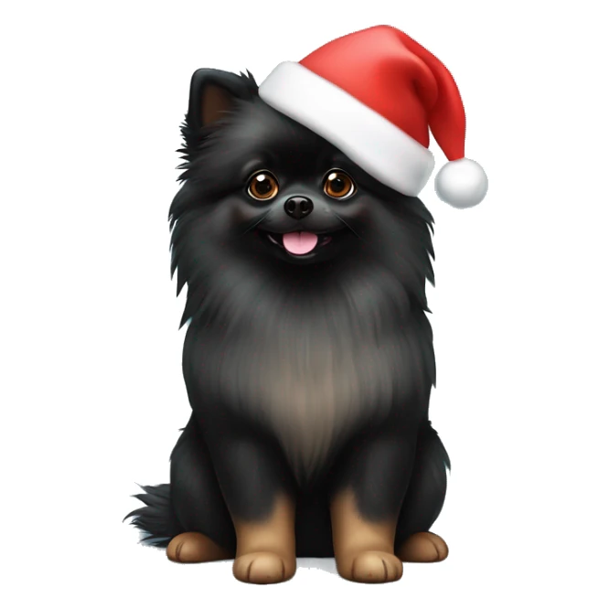 Black Pomeranian ￼with Christmas hat ￼ sticker