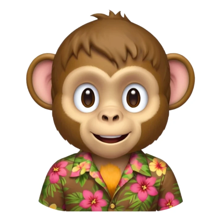 Monkey – cheeky grin, wearing floral aloha shirt. sticker