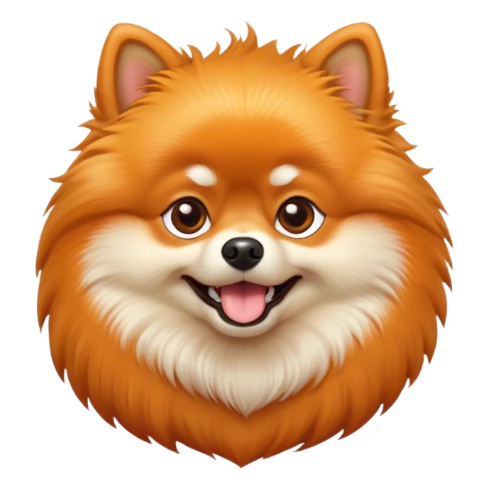 Cinematic Comical Orange Pomeranian Portrait Emoji, Head tilted dramatically with an exaggeratedly shocked or amused expression, featuring a glossy, fluffy orange Fur with a striking sheen, wide, expressive brown eyes filled with playful disbelief, Simplified yet hilariously expressive features, highly detailed, glowing with a slightly sassy glow, high shine, dramatic yet playful, stylized with an air of cheeky mischief, bright and endearing, soft glowing outline, capturing the essence of a spirited and over-the-top companion, so meme-worthy it feels like it could side-eye its way into internet fame instantly! sticker