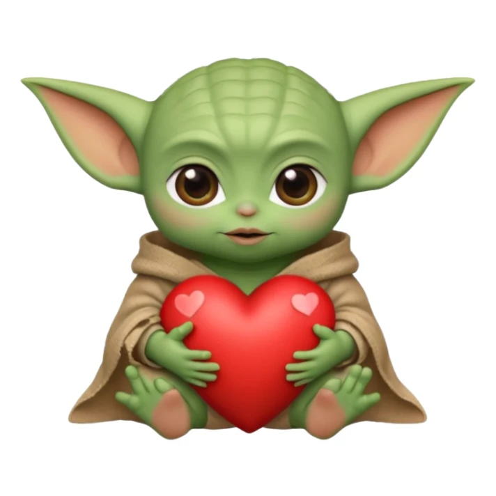 Baby yoda with heart sticker