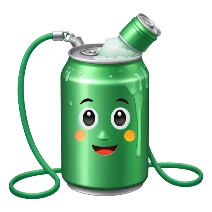 Green Soda can on leash of Salt Jug sticker