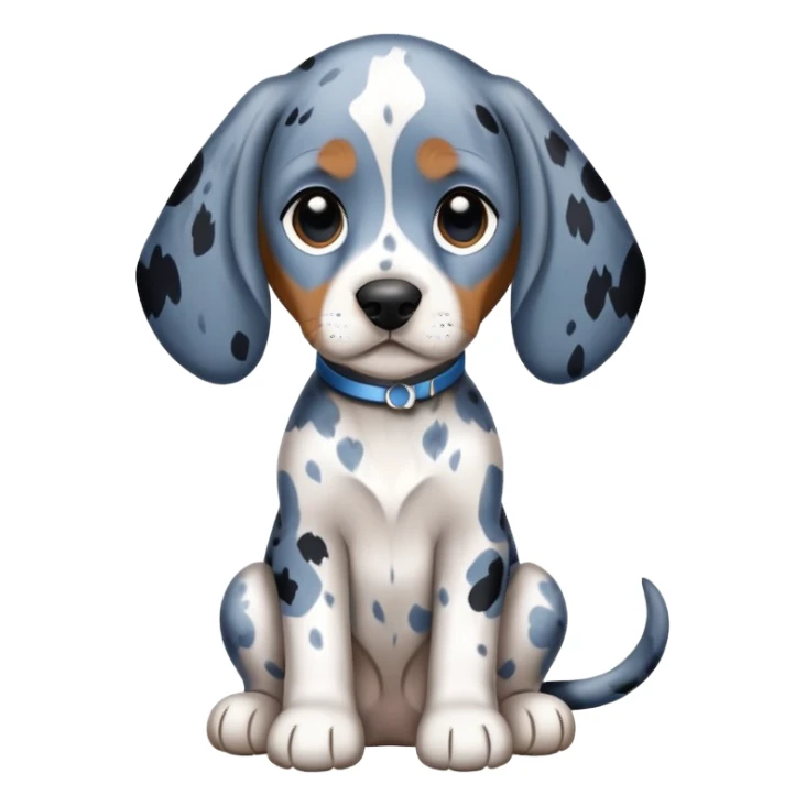 cute bluetick coonhound puppy sitting, white coat with blue-black mottled pattern sticker