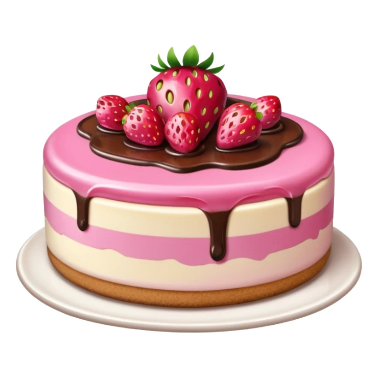 Pink strawberry cheesecake with chocolate syrup  sticker