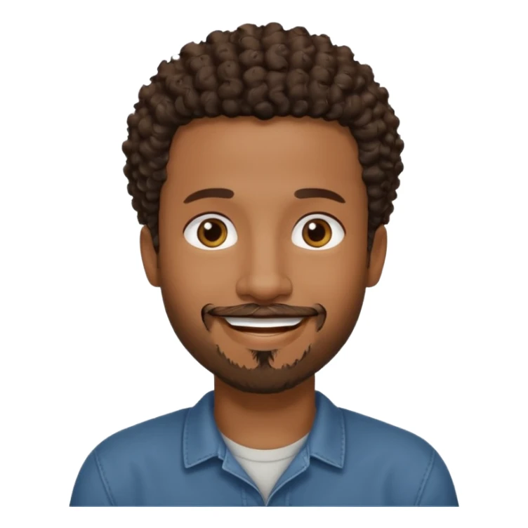 Black male, short curly hair, goatee beard, casual style sticker