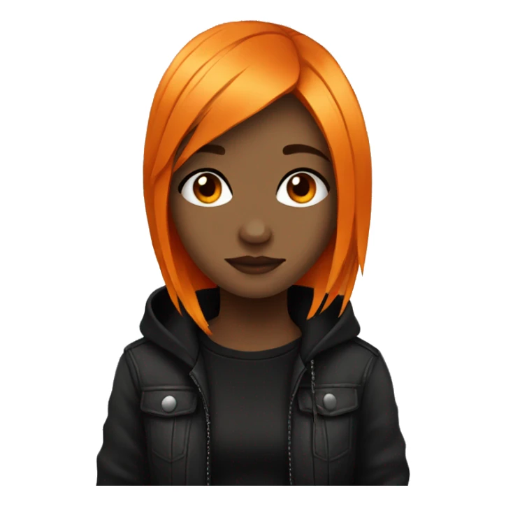 emo girl with orange and black hair  sticker