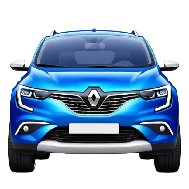 Renault Megane E-Tech electric car, front view, modern blue compact SUV sticker