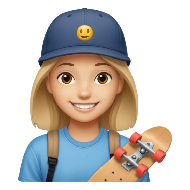 skateboarder girl mugshot with cap sticker