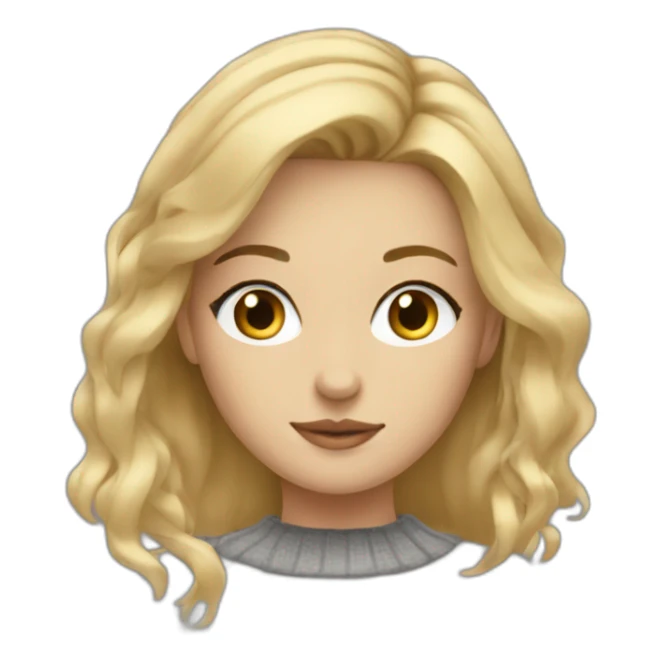 medium blonde girl with eyeliner, a computer and grey sweater sticker