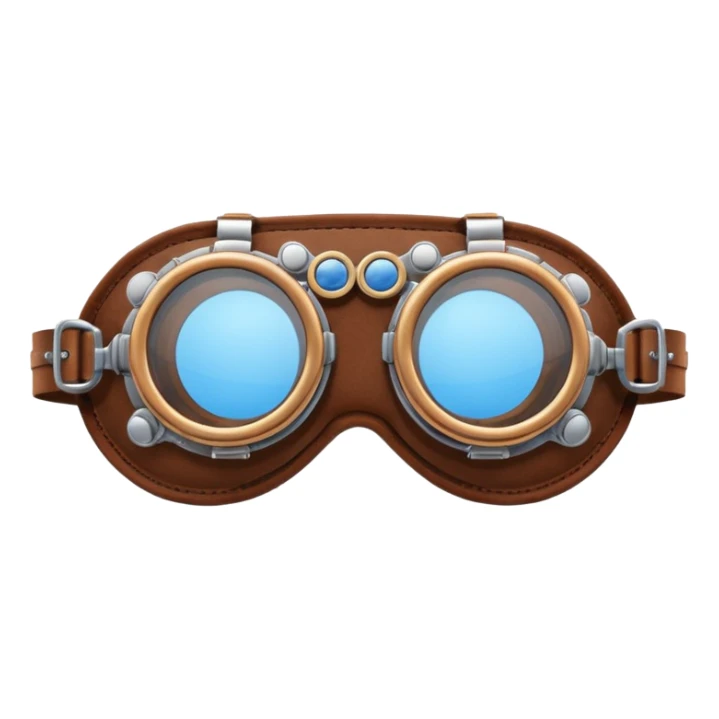  Simple brown round leather steampunk goggles with blue-tinted lenses sticker