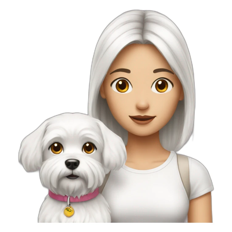Girl with maltese dog no collar sticker