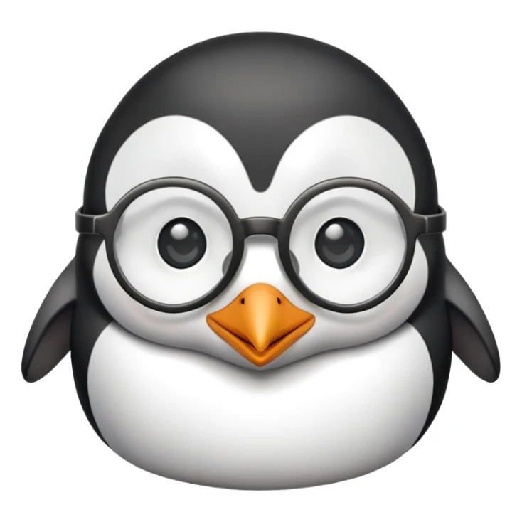 penguin head wearing round glasses, cute, smart looking sticker